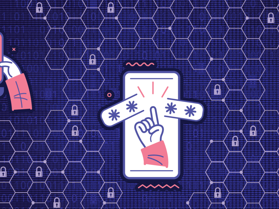 Various computer screens with warning signs