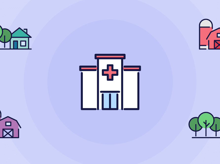 Graphical representation of a small hospital serving the town around it