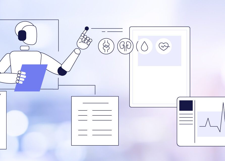 Graphical representation of AI helping in healthcare