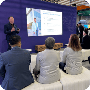 Altera employee giving presentation about healthcare at HIMSS25