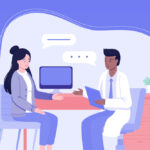 Clinician talking to patient