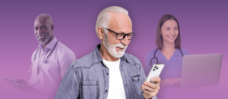 Patient looking at EHR on smartphone