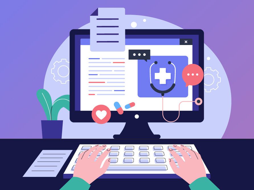 Clinician using EHR on computer