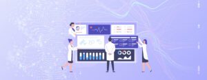 Doctors looking at data