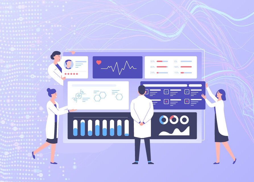 Doctors looking at data