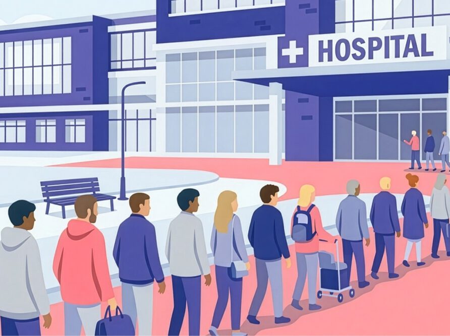 patients in line at hospital