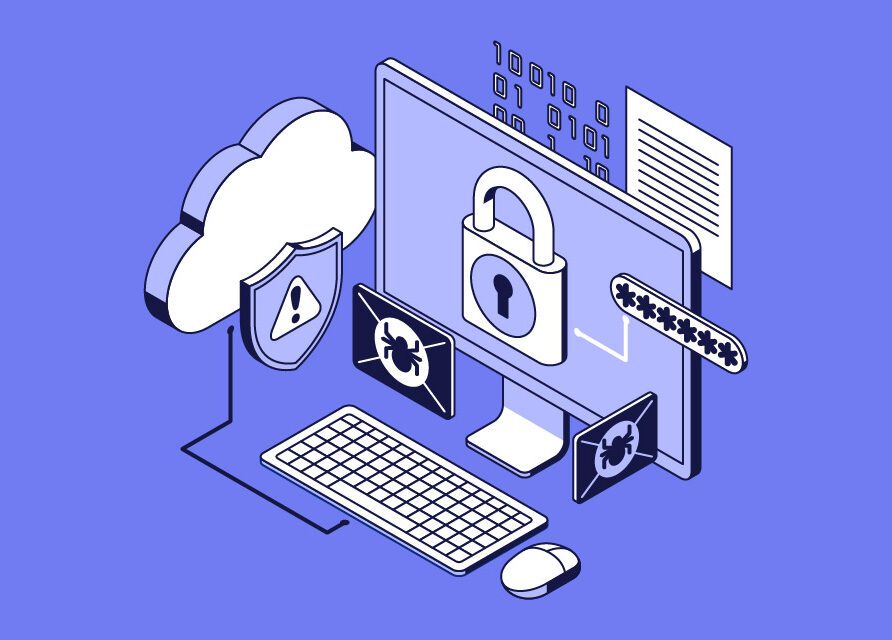 computer with lock representing cyberthreat