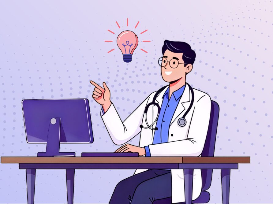 doctor at desk with computer