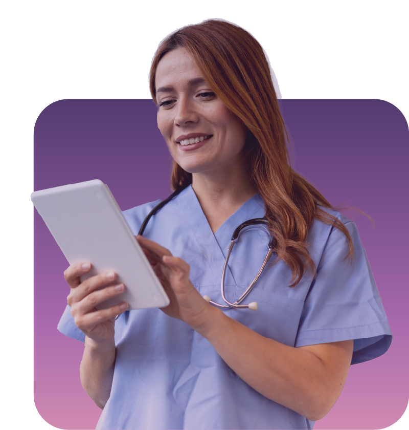 clinician with EHR on iPad