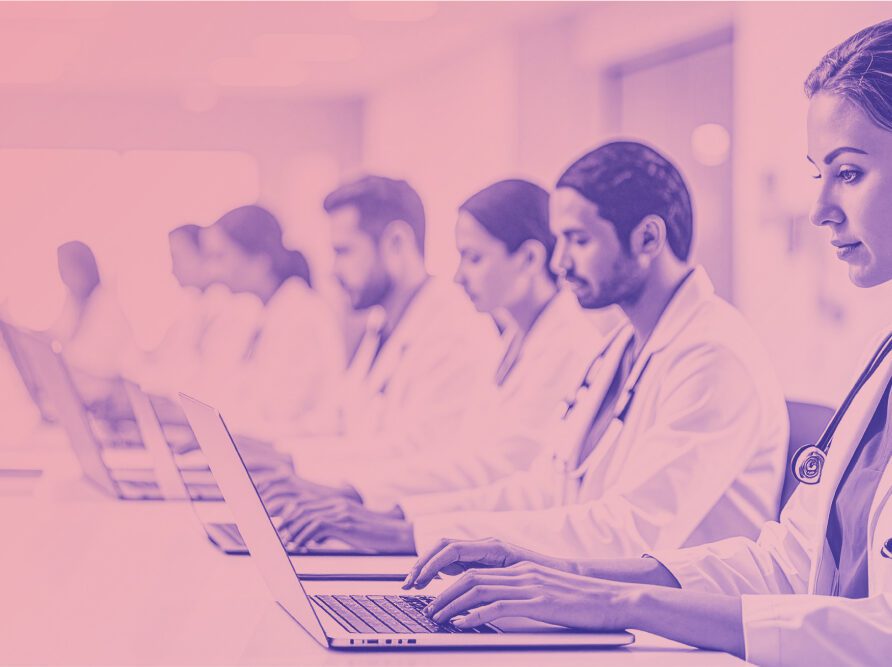 doctors looking at patient information